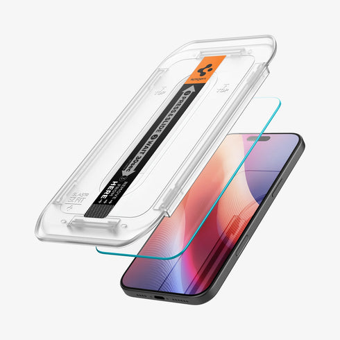 מגן מסך לסדרת אייפון 16 מבית Spigen GLAS.tR EZ Fit